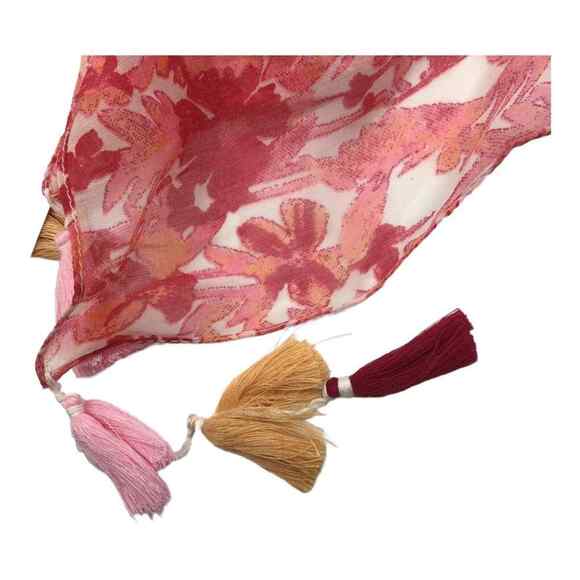 Collection 18 Womens Pink Floral Tasseled Rectangle Scarf 12x96 NWT - Picture 8 of 16
